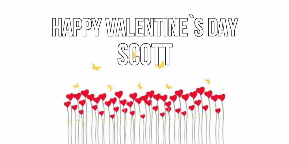 Greetings card с именем, Scott Happy Valentine`s Day шары много на палочках Greetings with text for free download 